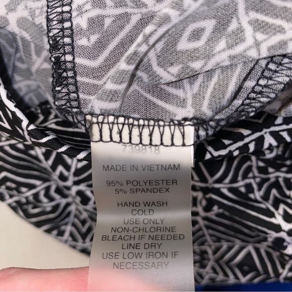 Chaus New York Black & White Elastic Waist Spiderweb Magic Eye Wide Leg Pants M - Picture 5 of 6